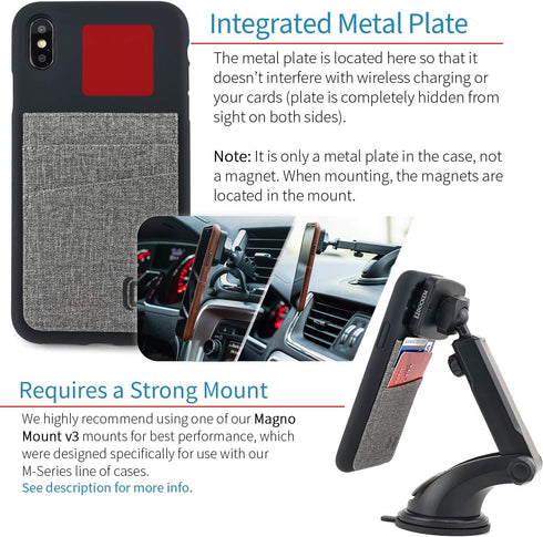Dockem Silicone Wallet Case for iPhone Xs Max (6.5"): Protective Card Case with Built-in Metal Plate for Magnetic Mounting & 2 Credit Card Holder ...
