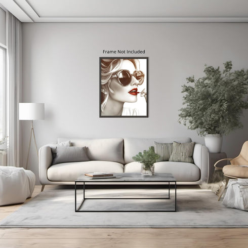 Posterizer 1 pcs-girly chic classic beauty-red lips and sunglasses 1-Photography Art Gift for Women, Fashionistas, Designer Fashion Fans Decor fo...