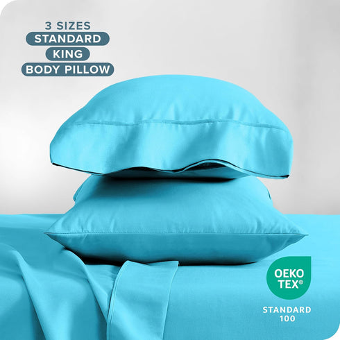 Bare Home Microfiber Pillow Cases - King Size Set of 2 - Cooling Pillowcases - Double Brushed - Aqua Pillowcases 2 Pack - Easy Care (King Pillowca...