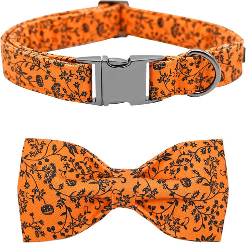 Halloween Dog Collar, Pet Collar Dog Bow Pumpkin Dog Collar Girl Boy Holiday Pet Dog Collar Gift Bow Dog Collar Cute Soft Puppy Collar for Large D...