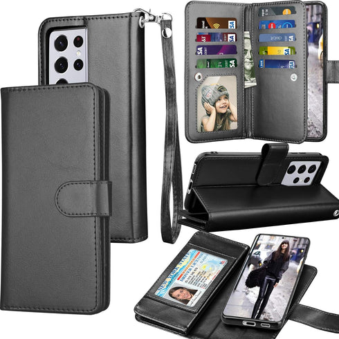 Tekcoo Wallet Case for Galaxy S21 Ultra, Luxury PU Leather ID Cash Credit Card Slots Holder Carrying Folio Flip Cover [Detachable Magnetic Hard Ca...