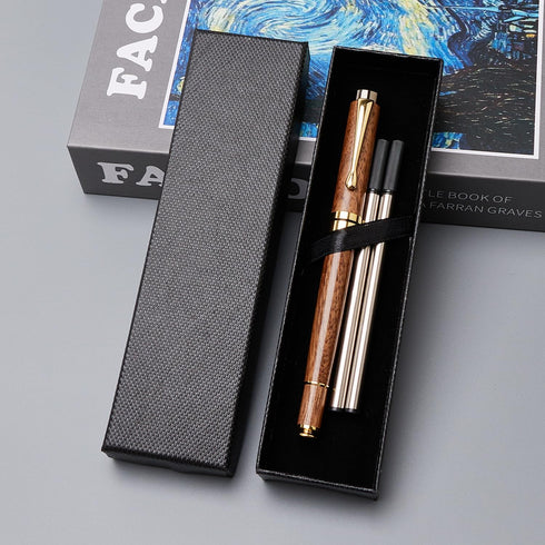Ayiaren Luxury Walnut Wood Ballpoint Pen Writing Set with 2 Black Ink Refills Fancy Business Office Pens Gift Cool Nice Wooden Gel Pen for Men Wom...
