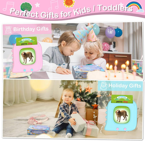 Pocket Speech Therapy Toys for 1 2 3 4 5 Years, Bilingual Spanish English 224 Sight Words Toddler Flash Cards Preschool Learning materialsToy, Mon...
