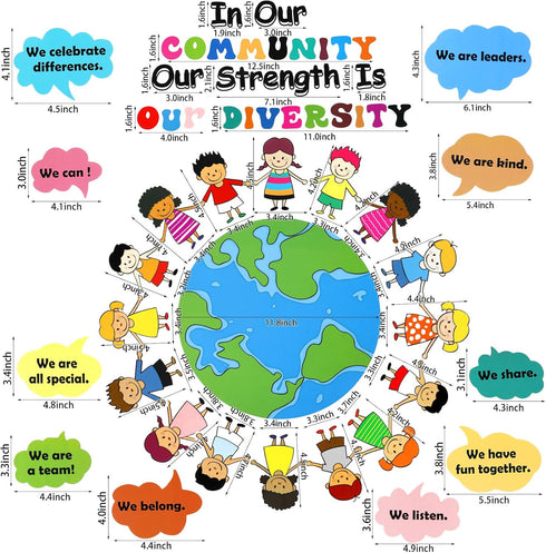31 Pcs Bulletin Board Decoration Set Classroom Decorations Diverse Children Borders Cutouts for Party School Student Teacher (Our Strength is Our ...