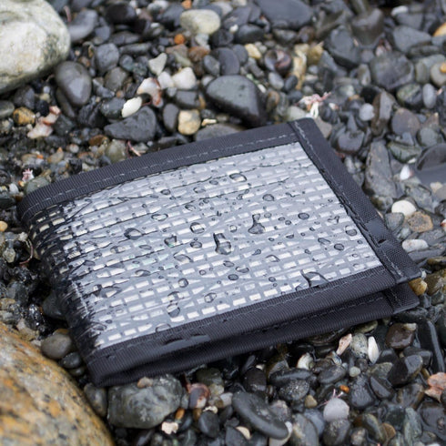 Flowfold Recycled Sailcloth Wallets - Vanguard Bifold Wallet, Front Pocket Wallet, Slim Minimalist Wallets Made in USA (Black Sailcloth)...