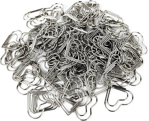 100 Pcs Cute Paper Clips Suitable for Children Ladies Wedding Decoration Document Notes Organization Office Supplies Heart Paper Clips (Silver)...