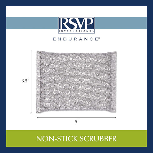 RSVP International Kitchen Cleaning Collection Gentle Scrubbing Sponge for Non-Stick Cookware, Porcelain & Glass, Dishwasher Safe, 5x3.5, Silver...