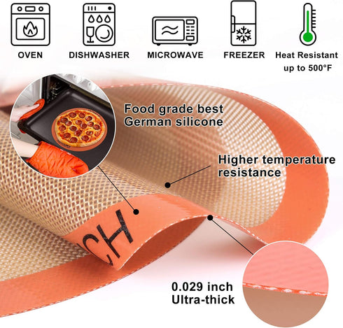 Silicone Baking Mats Set of 2 Round Non-Stick Reusable Air Fryer Linner - Best German Silicone - 8 inch...