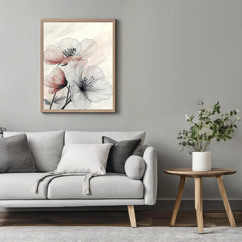 Posterizer 1 pcs-minimalist floral line drawing-pink chic poster-Floral & Botanical Art-Abstract & Modern Art-Decor for Home & Office- unframed wa...