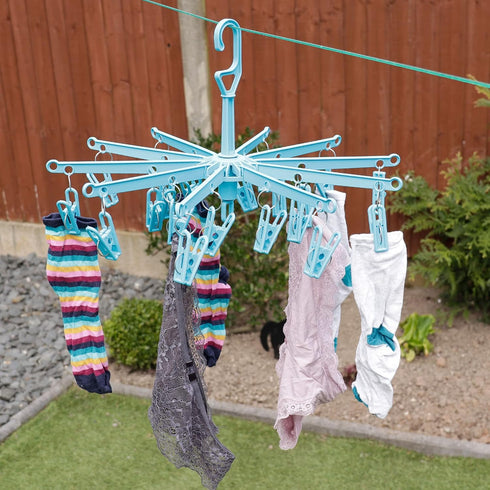 HANGERWORLD 20 Clip Hanging Laundry Drying Rack for Socks, Underwear and Baby Clothes...