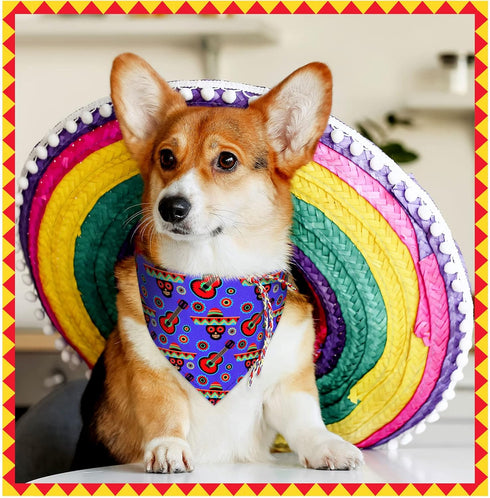 20 Pack Cinco De Mayo Mexico Dog Bandana Adjustable Triangle Dog Bibs Polyester Fiesta Pet Scarf Washable Breathable Pet Neckerchief for Dogs Cats...