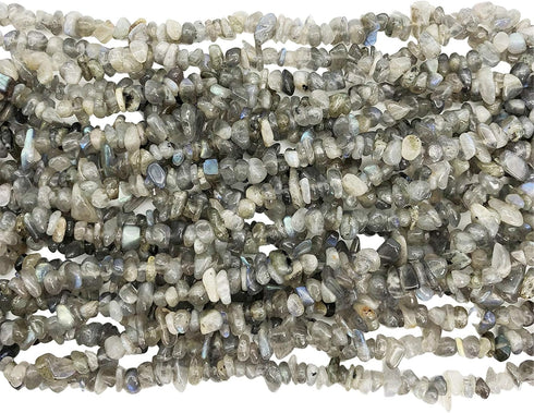 Fekuar 66" Irregular Tumbled Labradorite Chip Beads for Jewelry Making, Healing Crystal Drilled Loose Bead Strand DIY Craft Supplies, 5-8mm...