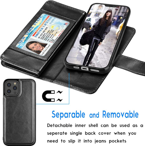 Tekcoo Wallet Case Compatible with iPhone 12 / iPhone 12 Pro (6.1 inch) 2020 Luxury ID Cash Credit Card Slots Holder Carrying Pouch Folio Flip PU ...
