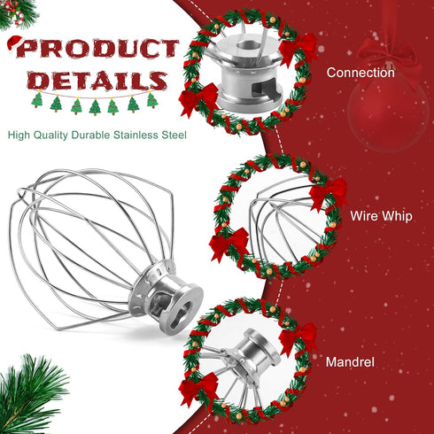 K45WW Wire Whip Attachment/K45ww Wire Whip for Tilt-Head Stand Mixer 6-Wire Fits For 4.5-5QT Title-Head Stand Mixer K45 KSM90,Stainless Steel,Egg ...
