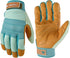 Wells Lamont Women's HydraHyde Water-Resistant Leather Palm Hybrid Work Gardening Gloves, Medium (Pack of 1) (3250M), Blue...