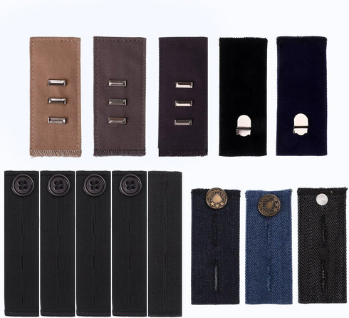13 Pcs Waist Extenders Set Elastic Waist Extenders Adjustable Button Expanders for Women Men Pregnancy Jeans Skirt Trousers Collar Dress, 3 Types...