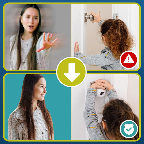 Child Safety Door Knob Cover (4 Pack) Hard-to-Remove Dual-Lock Door Handle Covers for Kids - Reusable Baby Proof Door Knob Locks - Installs Easily...