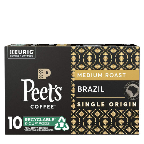 Peet’s Coffee Brazil Minas Naturais K-Cup Coffee Pods for Keurig Brewers, Medium Roast, 10 Pods...