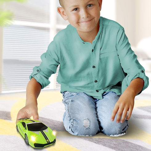 ArtCreativity Green Racer Car with Lights and Sounds, Light-Up Push n Go Racer Car for Kids, LED Headlights and Engine Sound, Best Birthday Gift f...