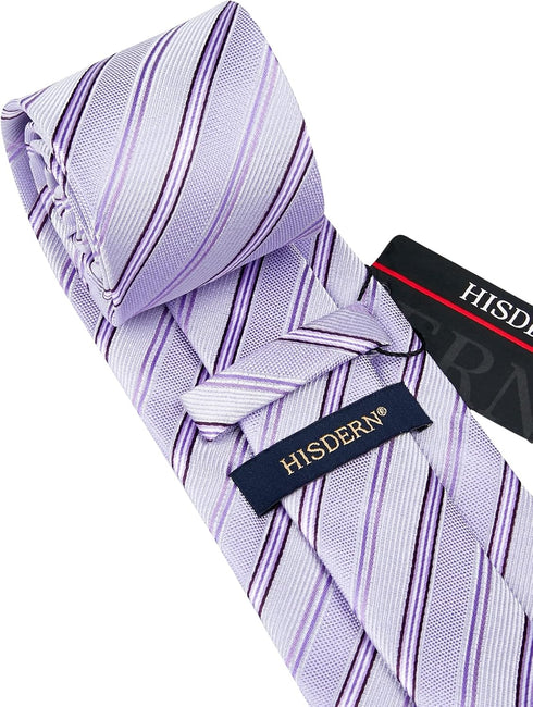 HISDERN Mens Tie Striped Ties and Handkerchief Set Business Formal Woven Pocket Square Wedding College Stripe Necktie...