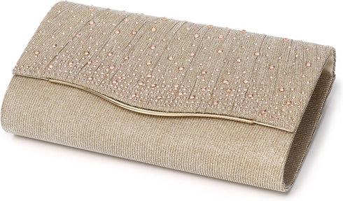 Gurina Women's Evening Handbag Rhinestone Clutch Purse Glitter Sequins Shoulder Crossbody Handbag for Women Wedding Party...