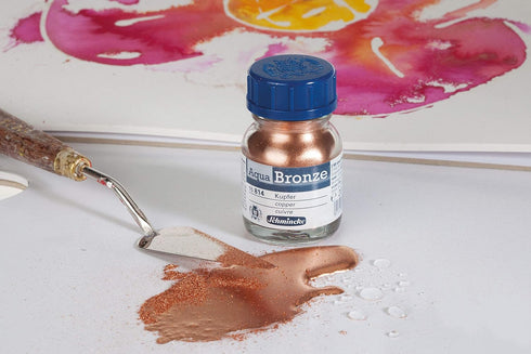 Schmincke - Aqua-Bronze, rich gold, 20 ml, 15 811 032, shiny metallic effects on gouache and watercolor paintings, paper, cardboard, painting boar...