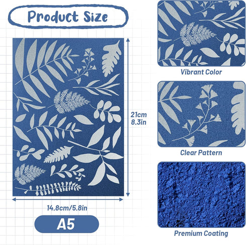 38 Sheets Cyanotype Paper A5 Sun Print Paper Kit with 2 Clear Acrylic Sheets High Sensitivity Solar Drawing Paper Nature Sun Printing Paper for Ad...