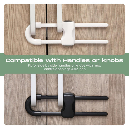 Jetec 10 Pieces Cabinet Locks for Babies, U-Shaped Proofing Drawers Safety Child Locks Adjustable, Easy to Use Childproof Latch for Knob Handle on...