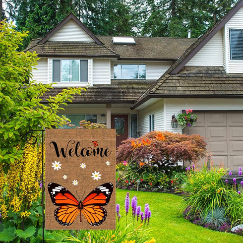 Welcome Monarch Butterfly Garden Flag Butterfly lovers Burlap Vertical Double Sided Yard Flags, Keep Flying if You Have Wings Outdoor Indoor Lawn ...