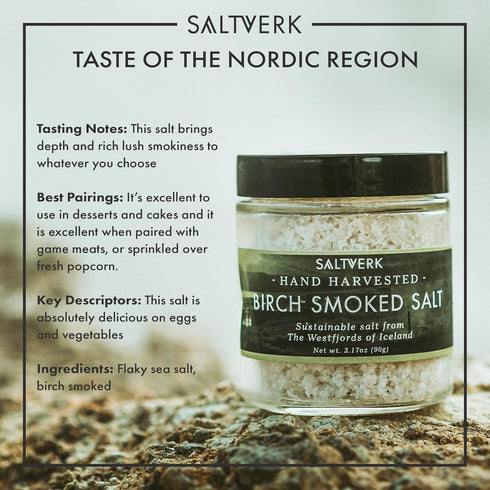 Saltverk Birch Smoked Sea Salt - Gourmet, Icelandic, Hand Harvested and Sustainably Made - 3.17 Oz Jar...