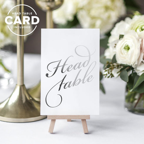 Bliss Collections Silver Wedding Table Numbers, 1-25 and Head Table Card Included, Double Sided 4x6 Calligraphy Design, Made in the USA...