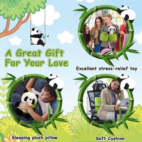 Emoin Panda Stuffed Animals Panda Bamboo Plush Toy 11.8 Inch Bamboo Tube Panda Pillow Stuffed Panda Bear Plushies Panda Doll Gifts for Boys Girls...