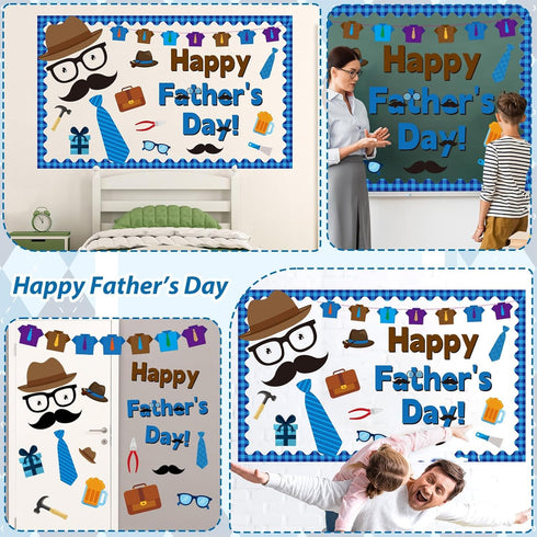 Happy Father's Day Bulletin Board Father's Day Bulletin Board Decoration Set Father's Day Cutouts Father Child Bulletin Boards for School Offices ...