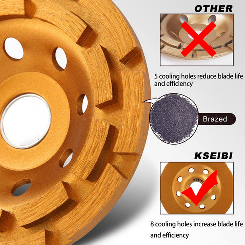 KSEIBI 644025 Diamond Concrete Grinding Wheel 4 inch for Polishing and Cleaning Stone Concrete Surface, Cement, Marble, Rock, Granite, and Thinset...