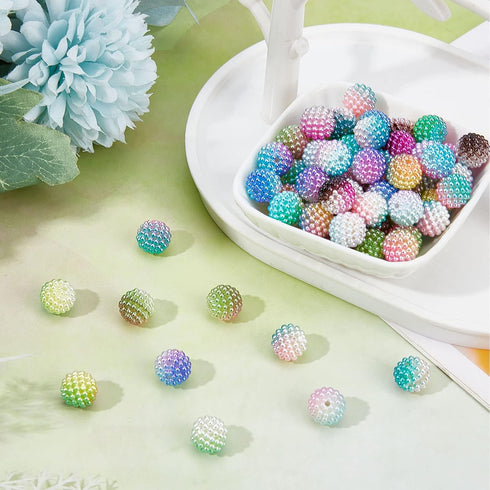 SUNNYCLUE 160Pcs Bubblegum Beads 12mm Berry Beads Acrylic Crystal Imitation Pearl Beaded Gradient Rondelle Spacer Large Loose Bead for Jewelry Mak...