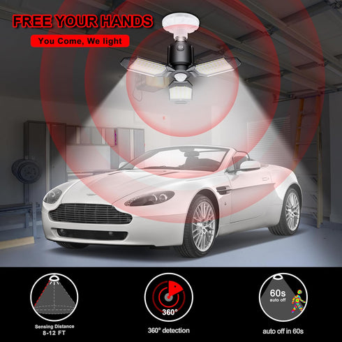 Motion Sensor Garage Light, 80W Motion Sensor Light Indoor,Deformable Garage Light Ceiling LED,8000LM Super Bright Motion Activated LED Shop Light...