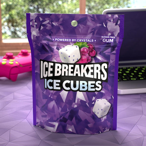ICE BREAKERS Ice Cubes Arctic Grape Flavored Sugar Free Chewing Gum Pouch, 8.11 oz (100 Pieces)...