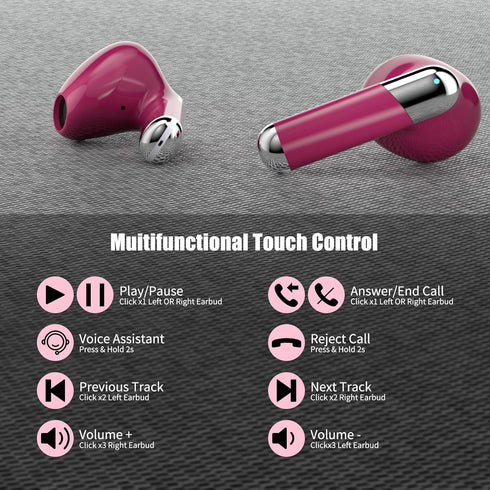 5.3 Bluetooth Headphone for Apple iPhone 15 Pro Max 14 Plus 13 12 Google Pixel 8 7 6A 6 6A, True Wireless Earbud Touch Control Earphone for Samsun...