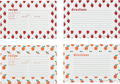 C.R. Gibson Fruit Double Sided Recipe Card Set, 4" W x 6" L, Multicolor...