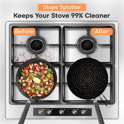 Beckon Ware | USA Brand | 13-Inch Black, Fit Pans (12" to 13") Silicone Grease Splatter Guard for Frying Pan and Stove...