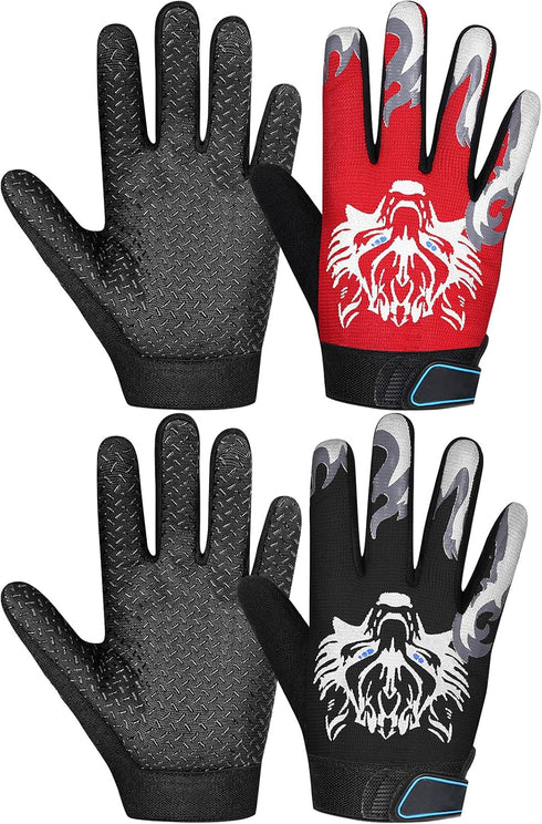 Geyoga 4 Pieces Kids Football Gloves Kids Fishing Gloves Motorcycle Bike Gloves Full Finger Children Gloves for Cycling Camping Fishing Parkour Ou...