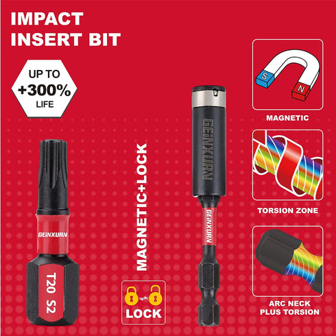 50 Pieces T20 2 In. Impact Tough Magnetic #20 Torx Head Power Bits, S2 Alloy Steel T20 Screwdriver Bits Set with 1Pcs Impact Bit Holder...