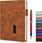 Brown A5 Lined Leather Journal Notebook for Men Women,5.9 X 8.4" Personalized Hardcover Journal with Pen,200 Pages 100 Gsm Thick Ruled Paper Daily...