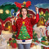 Funnytree 7x5FT Cartoon Christmas Village Photography Backdrop Winter Snow Pine Tree Background Xmas Fairy Tale Animated Kid Party Photo Booth Ban...