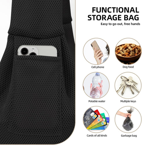 Dog Carrier Sling - Ultra Breathable Reversible Puppy Carrier Purse with Storage Pocket, Travel Safety Harness, Hand-Free Dog Sling Carrier for Ca...