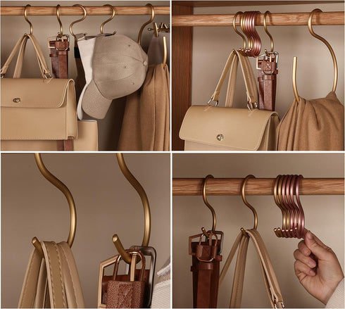 12-Pack 3.95" Brass S Hooks for Hanging – Heavy-Duty S-Shaped Hook for Coffee Cups Mug Coat Clothes Storage Hangers Kitchen Pot Pan Racks...