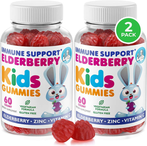 DR. MORITZ Elderberry Gummies for Kids and Adults (2 Pack) - Elderberry Vitamin C and Zinc for Kids Immune Support - Vegetarian, Gluten Free...