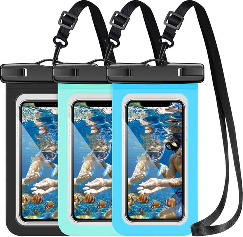 Waterproof Phone Pouch, 3 Pack Floatable Waterproof Phone Case for iPhone 14/15 Pro max, Samsung S22, Google Pixel 6 Pro, Motorola Edge, LG V60 Up...