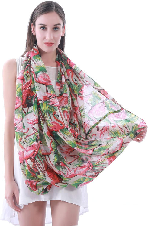 Lina & Lily Vintage 1950s Flamingo Print Women's Infinity Scarf Lightweight...