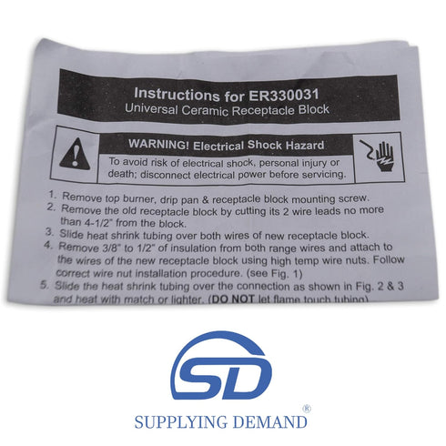 Supplying Demand 330031 5303935058 4 Pack Electric Range Top Burner Receptacle and Wire Replacement Kit...
